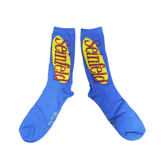 Seinfeld TV Show Socks Blue Yellow Red Crew Socks Adult Collectible Novelty - Picture 1 of 3